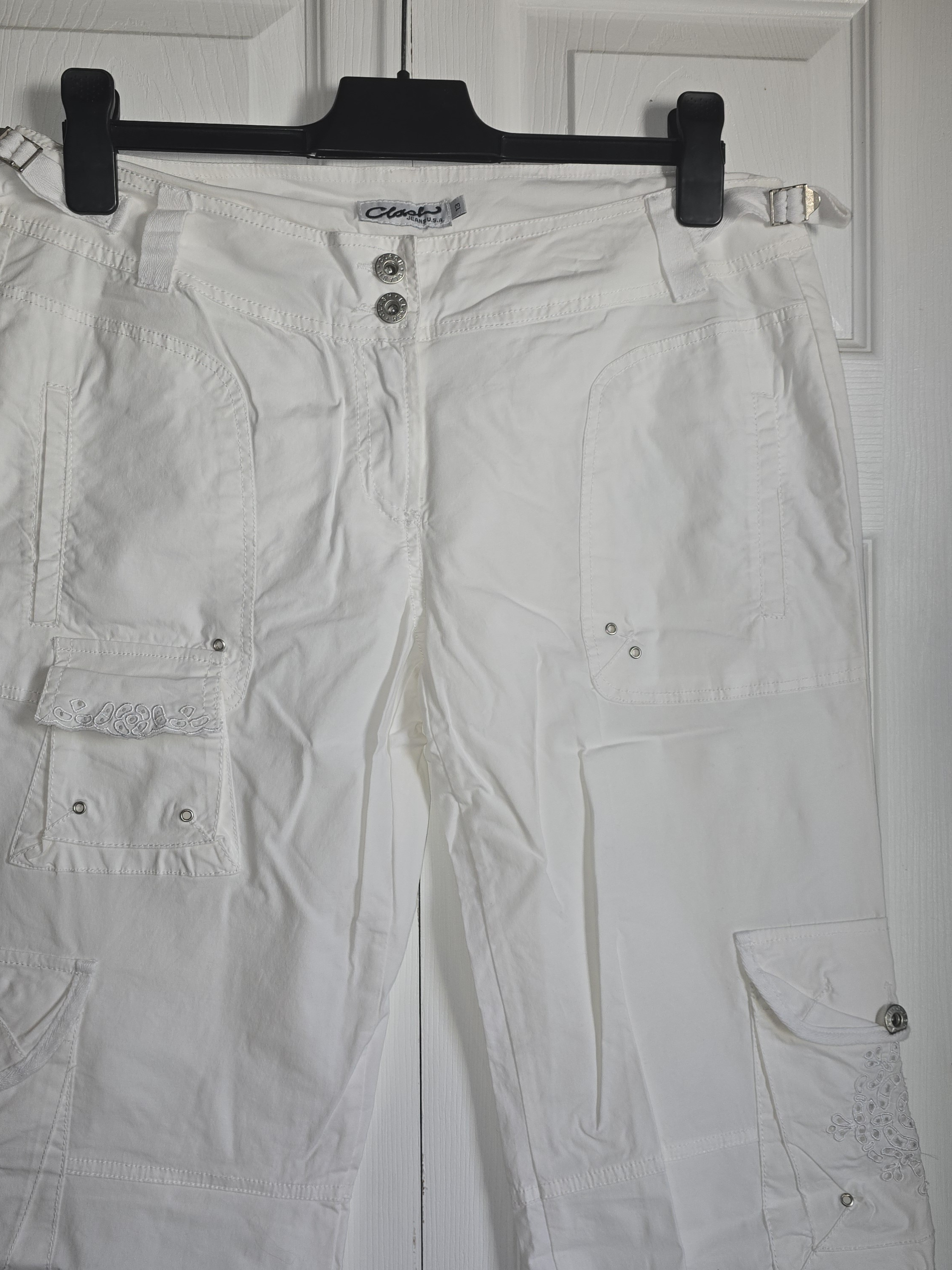 Clash White Cargo Pants 32 Inch Inseam Adjustable